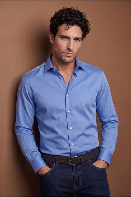 Long Sleeve Slim Fit Cotton Non-Iron Satin Classic Shirt
