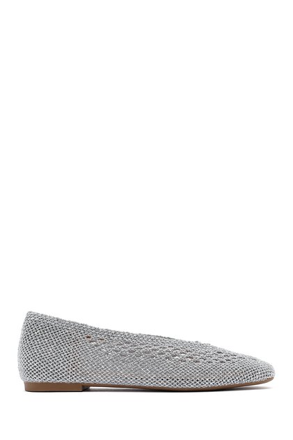 Women's Silver Glitter Summer Ballerina Shoes 25Sfe45196F