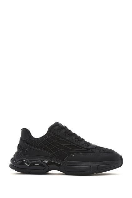 Men's Black Lace-Up Thick Sole Fabric Sneaker 25Sfd69416F