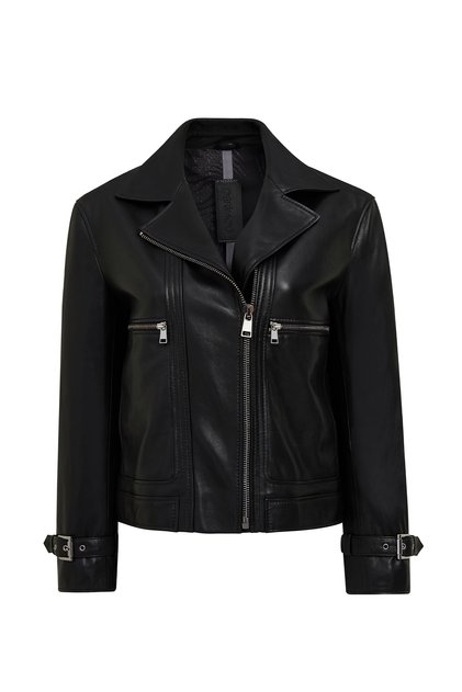Paloma Women Black Short Oversized Biker Leather Jacket 25Wgd5608Ve