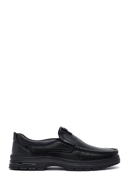 Men's Black Genuine Leather Casual Loafer, Winter Shoes 25Wfd695618