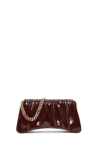 Women's Burgundy Chain Strap Patent Leather Evening Dress Shoulder Bag Ab240004Sr