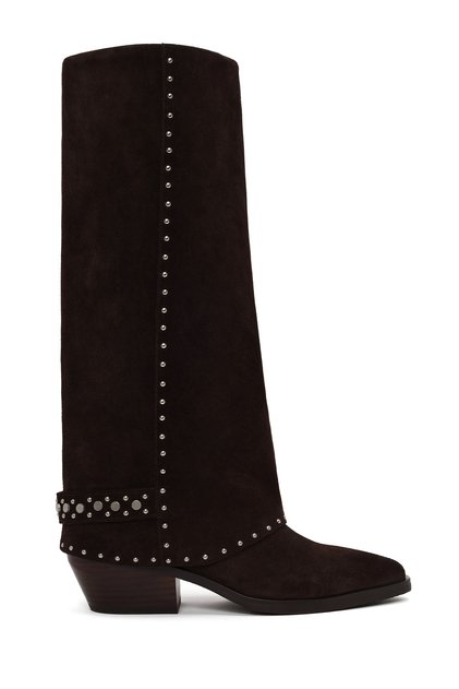 Women's Brown Suede Leather Cowboy Boots Af530025Ds