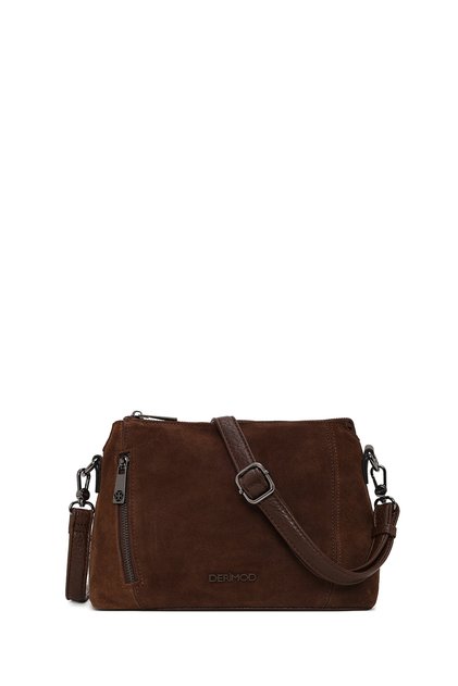 Women's Brown Long Strap Suede Crossbody Bag Ab100001Ks