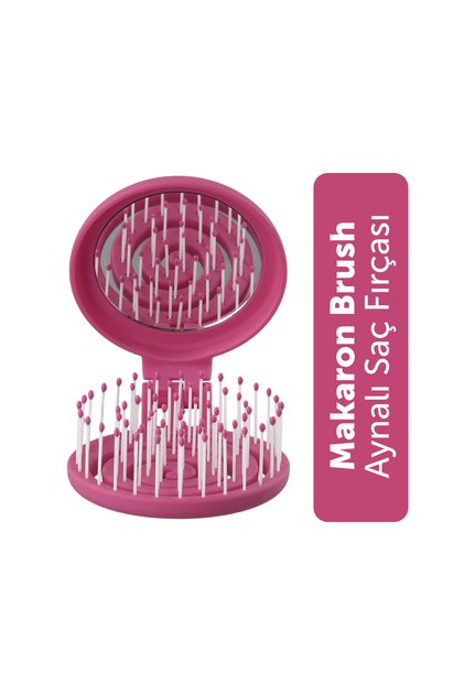Beauty Makaron Hair Brush - 3D Flexible, Mirrored, Bag Size - Compact Detangler