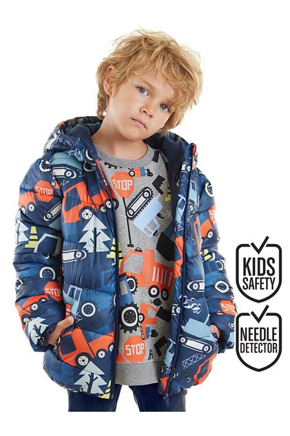 Boys' Coat Construction Vehicles Water Repellent Ka Hooded Workwear Coat