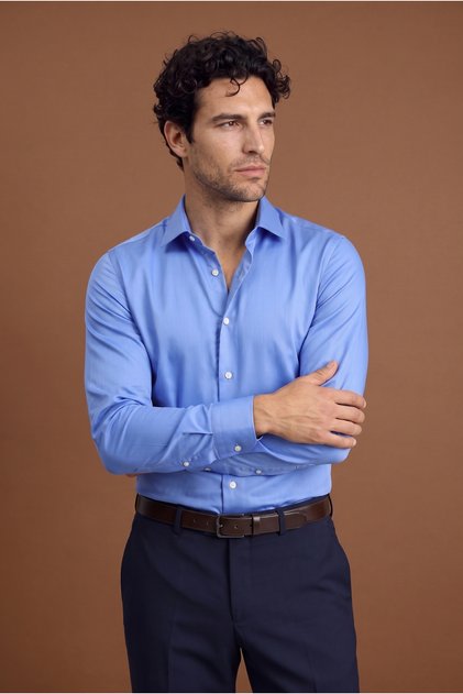 Long Sleeve Slim Fit Cotton Non-Iron Satin Classic Shirt