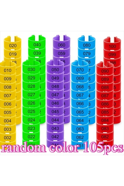 105pcs Farm Tag Rings, Chicken Leg Bands with Number Identification Hens Roosters, Poultry Foot Tags