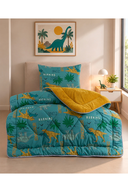 Single Double-Sided Plush Welsoft Pufidik Quilt Set (Quilt + 1 Pillowcase)