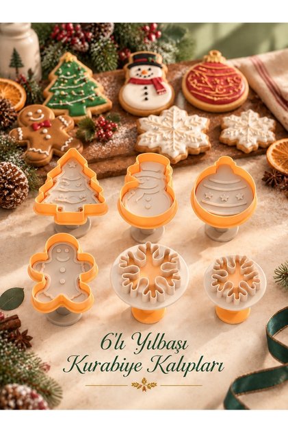 6-Piece Christmas Cookie Mold Snowflake Pine Tree Snowman Christmas Gingerbreadman Christmas