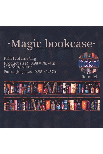 3 2m/roll Magician Bookcase Series PET Stickers Creative Collage For DIY Journal Scrapbooking Materi