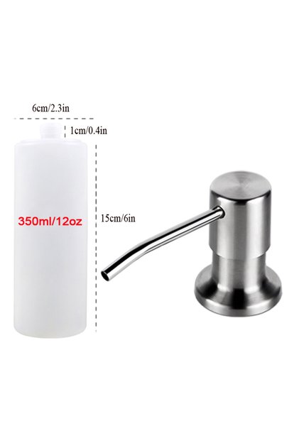 350ML Silver Soap Dispenser for Kitchen Sink, Kichen Sink Soap Dispenser,Extension Tube kit, Under S