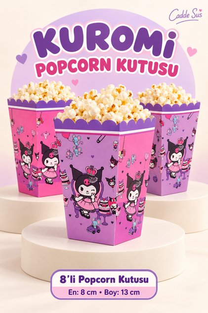Kuromi Themed Popcorn 8 Pieces Corn Box