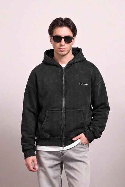 Men's Relax Fit Washable Hooded Sweatshirt Black
