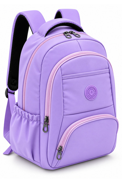 Purple Waterproof Fabric School Bag Unisex School Backpack Lilac 2000