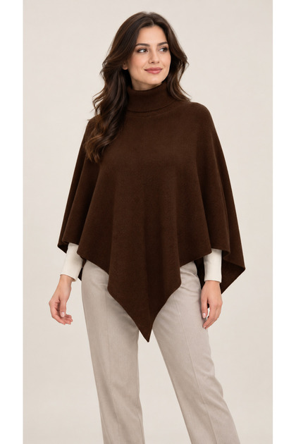 High-Necked Knitwear Cape Poncho