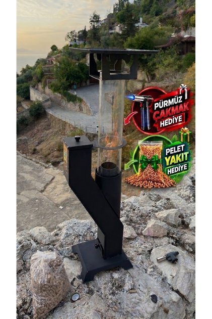 Cam Pelet Soba Kamp Sobası - Pürmüz ve Pelet Hediyeli