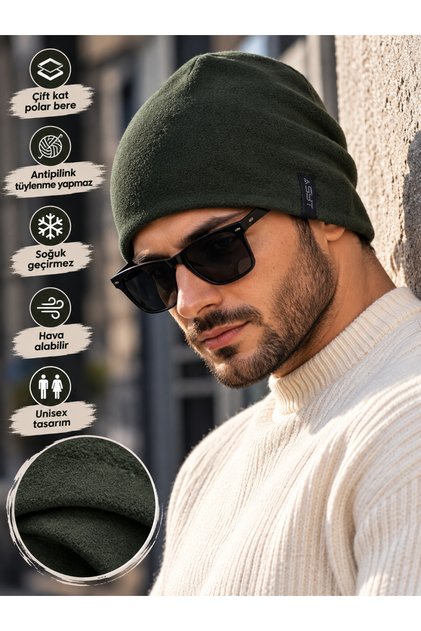 Men's Double Layer+Polar Fleece Beanie+Extra Quality+Flexible+Cold Resistant+Anti-Pilling+No Pilling+Basic Beanie