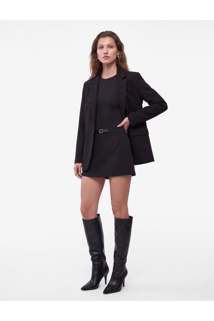 A-Line Plum-Colored Mini Skirt with Belt Detail