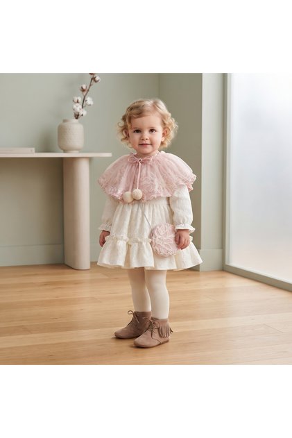 Elena Baby Girl Dress with Cape 3 Piece Dress - Cape - Bag
