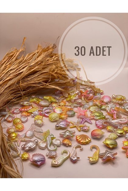 Delik Çapı 2 mm Karışık Renk Deniz Figürleri A Kalita Plastik Takı Boncuğu Tasarım Boncuk