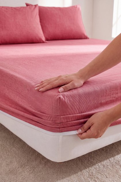 طقم ملاءات سرير قطنية مطاطية مزدوجة |   مع غطاء وسادة (قطعتان) |   زوايا مطاطية مضادة للانزلاق، ذات ملمس ناعم