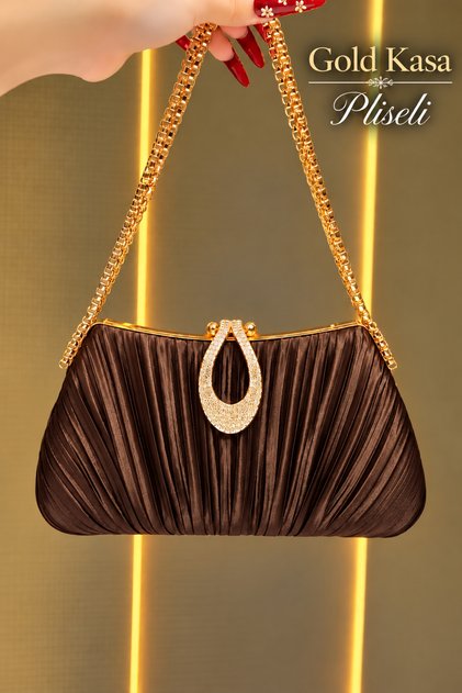 Women's Bag New Model Pleated Evening Dress Bag Pleated Pattern Stylish Bag Gold Case