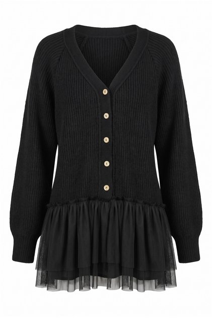 Tulle Buttoned Cardigan