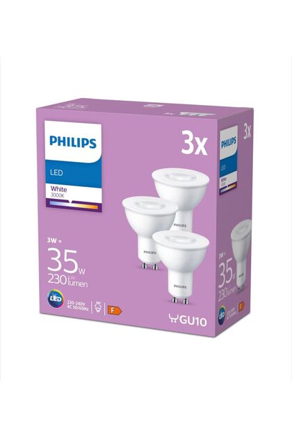 Bec LED GU10 3W (35W) Alb cald 3000K – 230 Lumeni, Set de 3