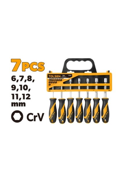 7-Piece Metric Hex Nut Driver Set, CR-V Chrome Vanadium Nut Drivers 6mm to 12mm with Rack, Magnetic Hollow Shaft for Nuts and Bolts
