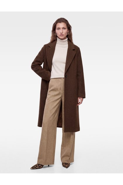 Long Sleeve Classic Collar Buttoned Pocketed Cashmere Coat