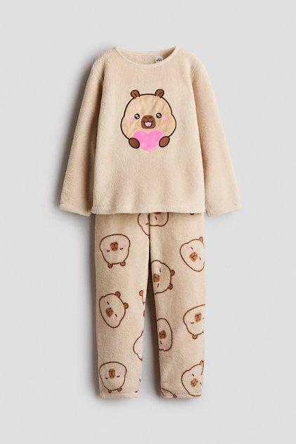 Baskılı Velur Pijama Takımı