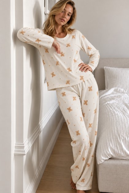 Women's Comfort Casual Ecru Pajama Set