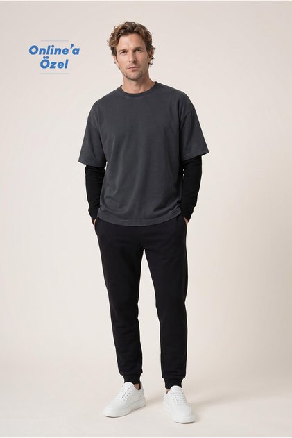 Elastic Waist Drawstring Pocketed Cotton Sweatpants / Sweatpants
