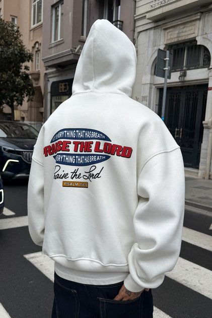 Ecru Printed Hoodie