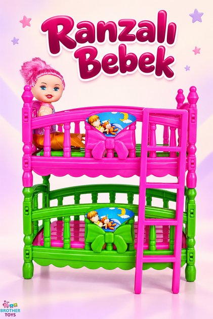 Oyuncak Ranzalı Bebek Seti Ranza Ve Bebek 17.5 Cm.