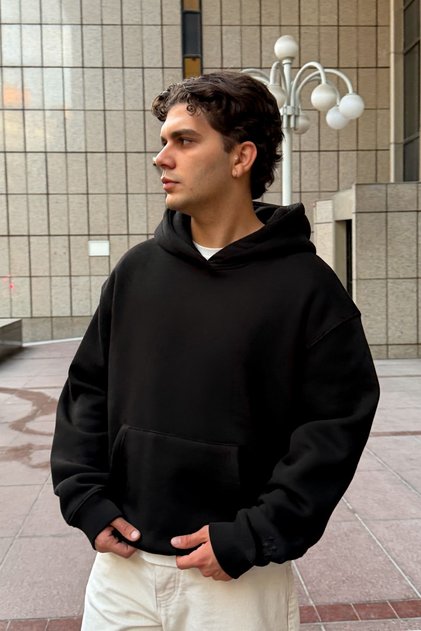 FW Cool Puff Black Relaxed-Fit Hoodie