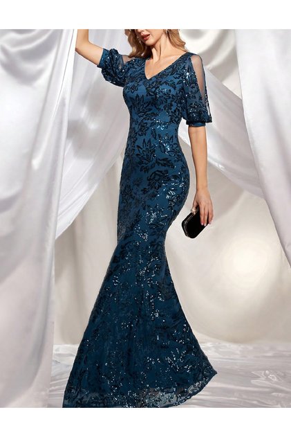 Rochie lunga, Albastru