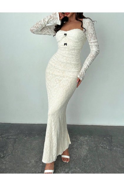 Rochie lunga, Ecru
