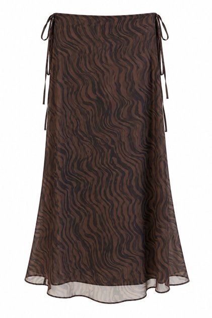 Brown Zebra Skirt with Side Tie Detail - 1272