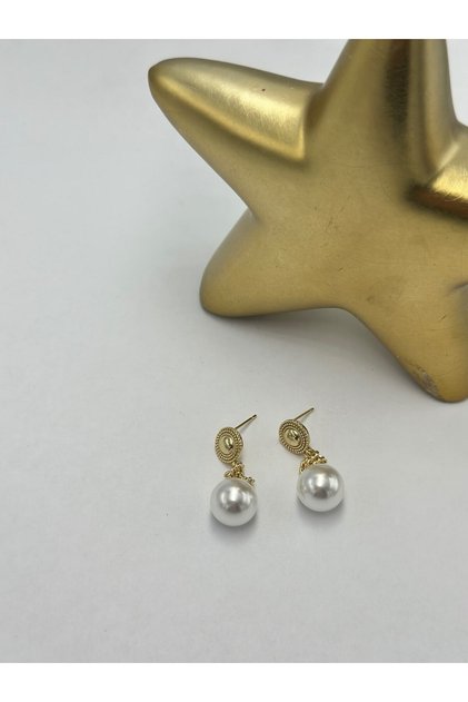 Pearl Detail Dangle Steel Earrings
