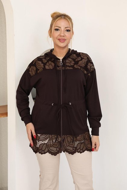 Plus Size Embroidered Modal Fabric Cardigan