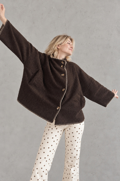 Women's Crinkled Thin Poncho Coat