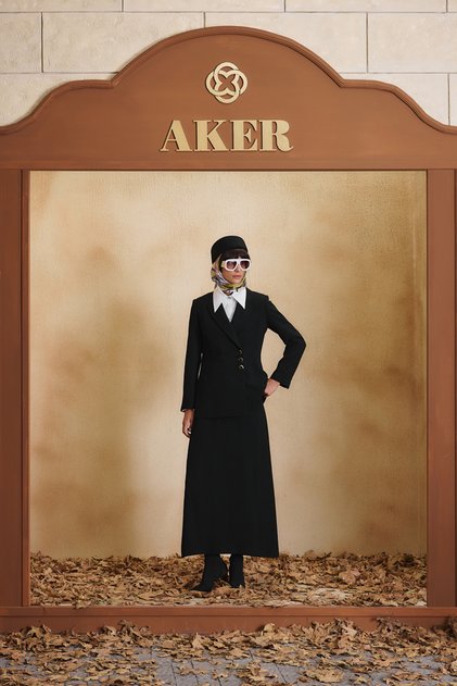 Black Crepe Skirt with Pile Detail