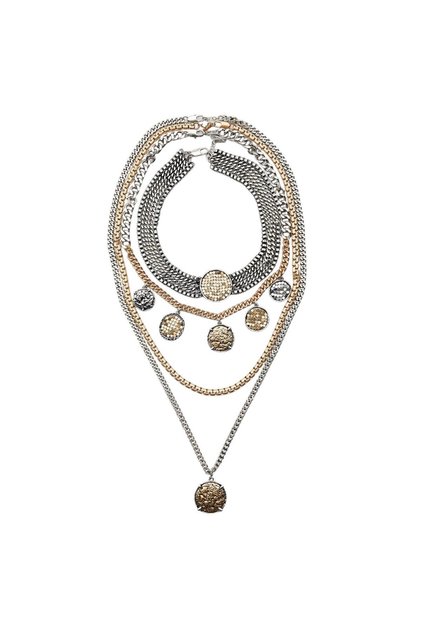 Brand Model Two-Tone Sequin Chain Necklace Set