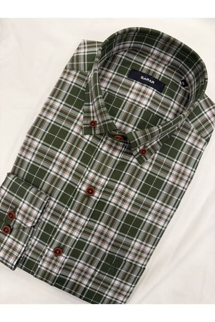 Woven Fabric, Regular Fit, Classic Plaid Patterned Shirt.
