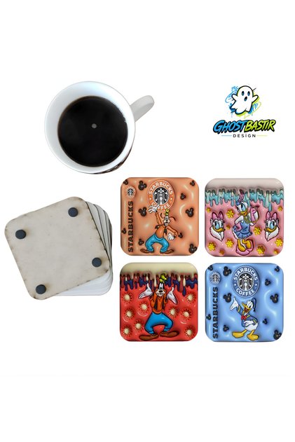 Disney Characters Decorative Wooden Coaster Set 0139