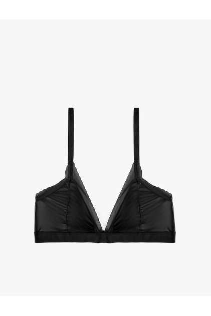 Comfortable Fit, Tulle-Detailed, Non-Wired, Non-Padded Satin Bra.