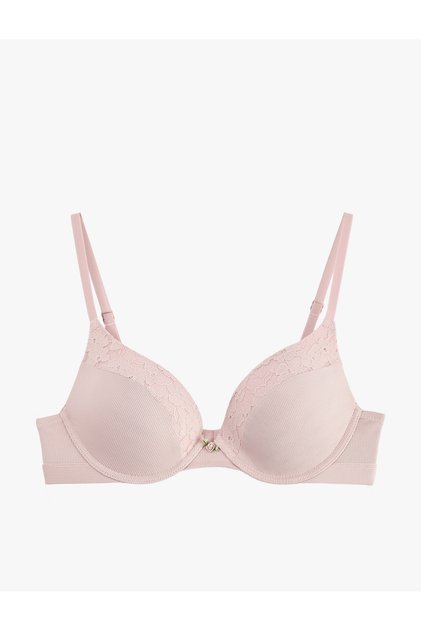 Floral Bow Lace Detailed Padded Bra with Extra Padding