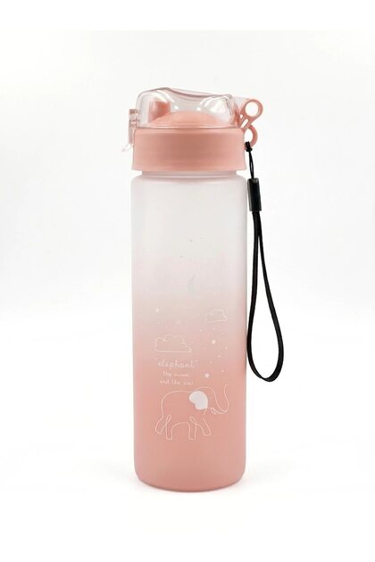 Polycarbonate Bottle 500 ml Elephant Patterned Gradient Pink